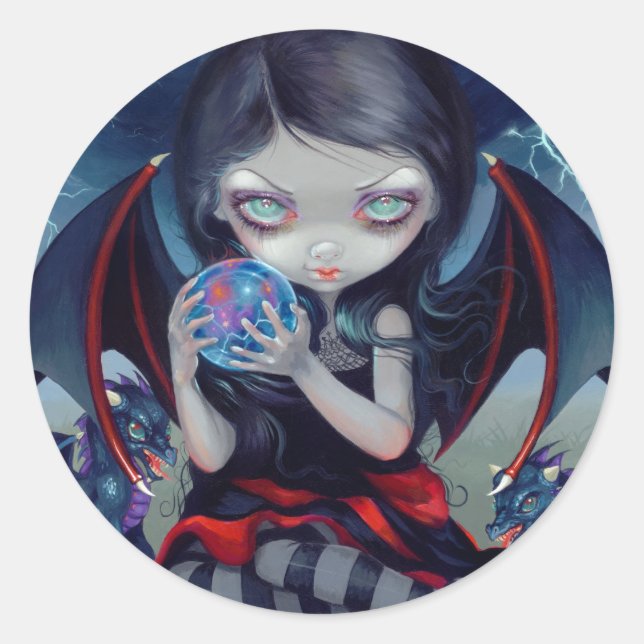 Pegatina Redonda “Dark Dragonling” Sticker (Anverso)