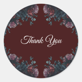 Pegatina Redonda Dark Maroon Mauve Boda Gótica Elegante