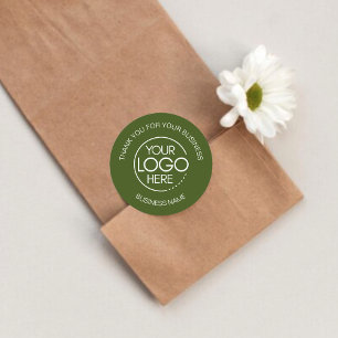 Pegatina Redonda Dark Olive Green Business Gracias