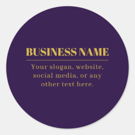 Pegatina Redonda Dark Purple & Gold Business Name o Greet
