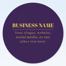 Pegatina Redonda Dark Purple & Gold Business Name o Greet