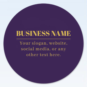 Pegatina Redonda Dark Purple & Gold Business Name o Greet