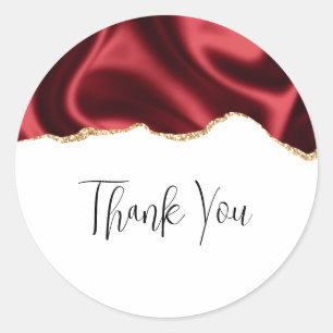 Pegatina Redonda Dark Red Glam Wavy Satin Resumen Diseño Gracias