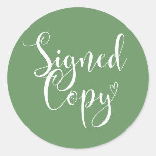 Pegatina Redonda Dark Sage Copia firmada de escritura a mano de c