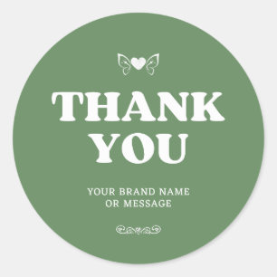 Pegatina Redonda Dark Sage Hearts Wings Gracias Boda De Negocios