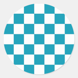 Pegatina Redonda Dark turquoise checkered