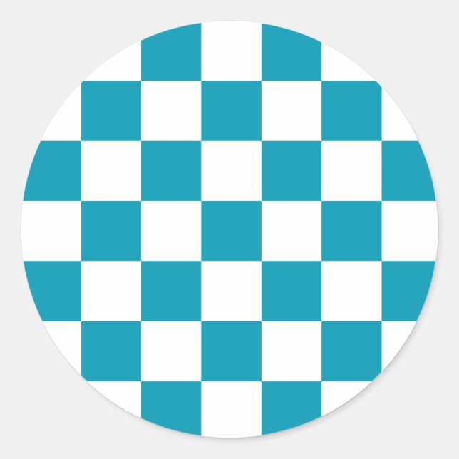 Pegatina Redonda Dark turquoise checkered  (Anverso)
