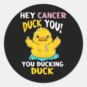 Pegatina Redonda Darling Duckie - Guerrero del Cáncer de Mama