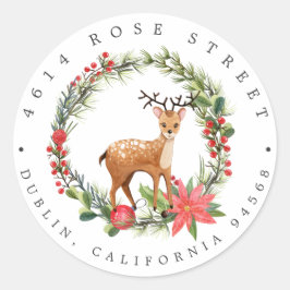 Pegatina Redonda Darling Reindeer | Dirección de devolución del beb