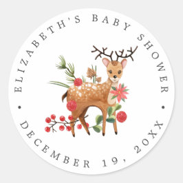 Pegatina Redonda Darling Reindeer | Navidades Baby Shower Favor