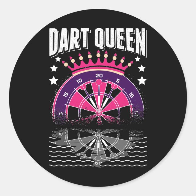 Pegatina Redonda Dart Queen Arrow Triple Dartboard 180 Darts divert (Anverso)