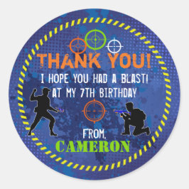 Pegatina Redonda Dart Wars Fiesta Dart Gun Cumpleaños