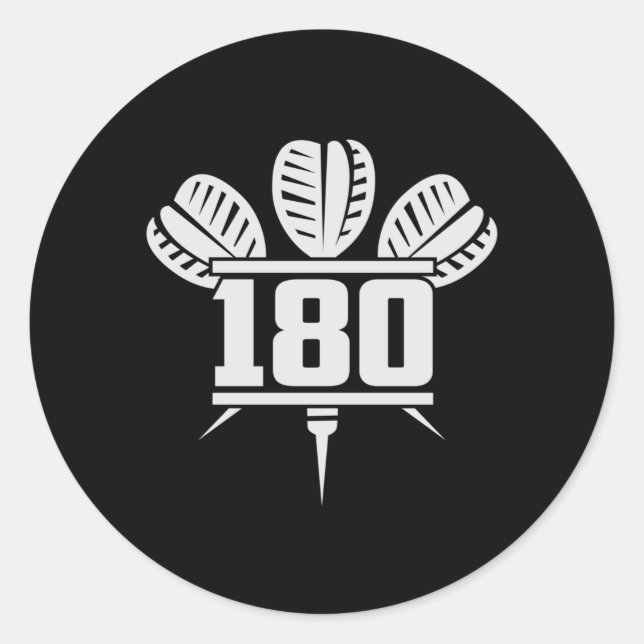 Pegatina Redonda Darts 180 Dart Dartboard Bullseye Arrow Gracioso G (Anverso)