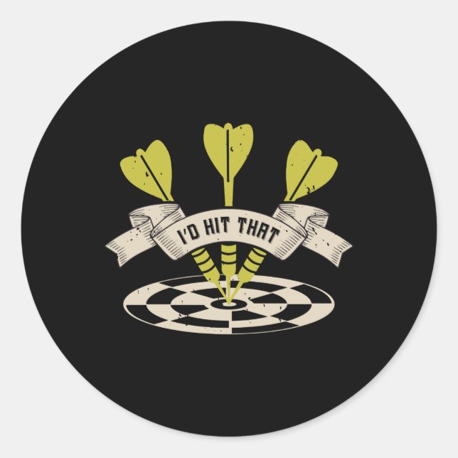 Pegatina Redonda Darts - Golpearía ese Bullseye (Anverso)