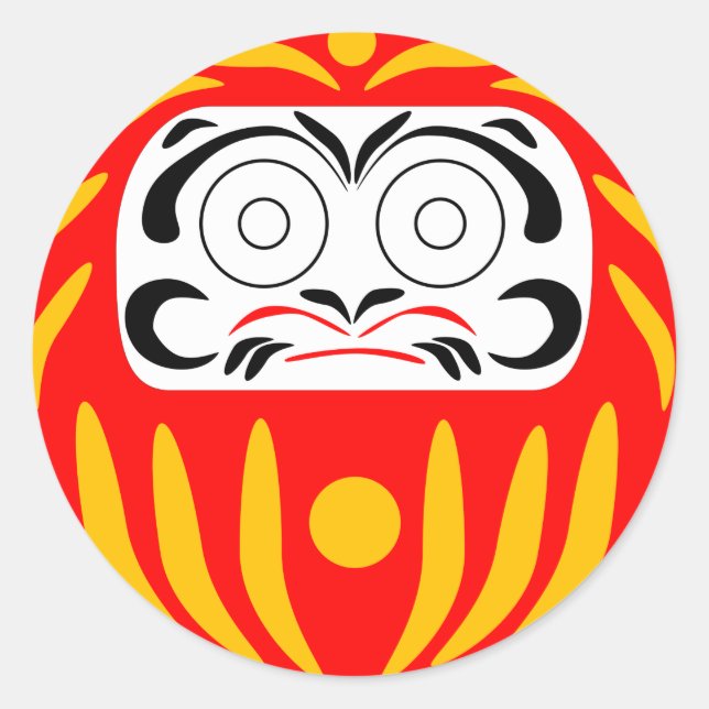 Pegatina Redonda Daruma de japón tradicional (Anverso)