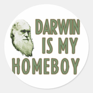 Pegatina Redonda Darwin es mi compañero de casa