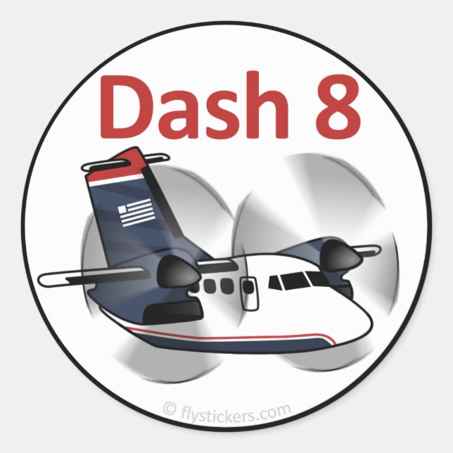Pegatina Redonda Dash 8 (Leyenda Express de USAir) (Anverso)