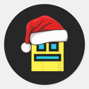 Pegatina Redonda Dash Geometry Repetir Navidades Santa Hat Game Vid