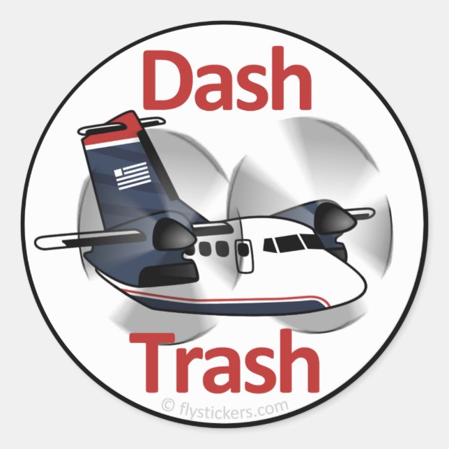 Pegatina Redonda Dash Trash (línea USAir Express) (Anverso)