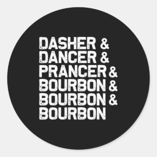 Pegatina Redonda Dasher Dancer Prancer Bourbon Divertido Navidad Sa