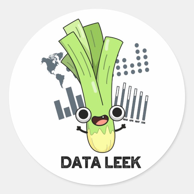 Pegatina Redonda Data Leek Funny Computer Veggie Pun (Anverso)