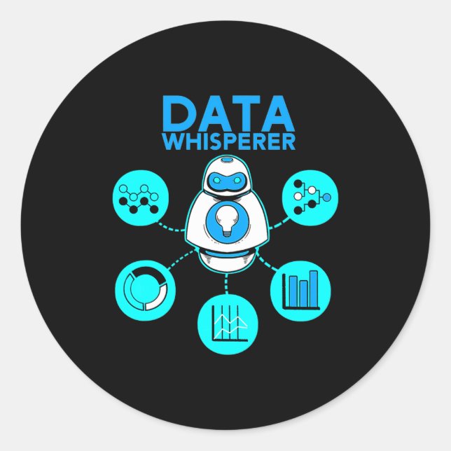 Pegatina Redonda Data Whisperer Tech Engineer Mis Analyst Software  (Anverso)
