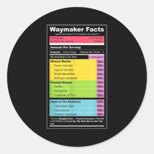 Pegatina Redonda Datos de Waymaker Cristiano Tee _ Faith Nutrition