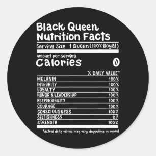 Pegatina Redonda Datos Nutricionales de Black Queen Orgullo de Mela