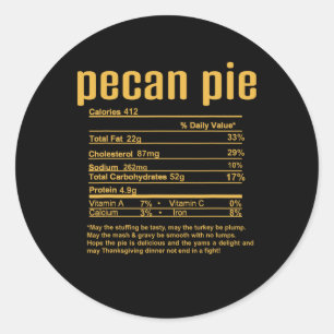 Pegatina Redonda Datos nutricionales de la tarta de pecanas de Acci