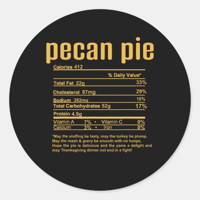 Pegatina Redonda Datos nutricionales de la tarta de pecanas de Acci (Anverso)