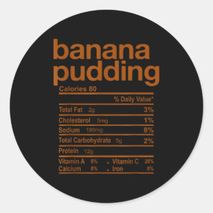 Pegatina Redonda Datos Nutricionales de Pudín de Plátano Divertidos