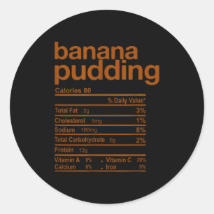 Pegatina Redonda Datos Nutricionales de Pudín de Plátano Divertidos