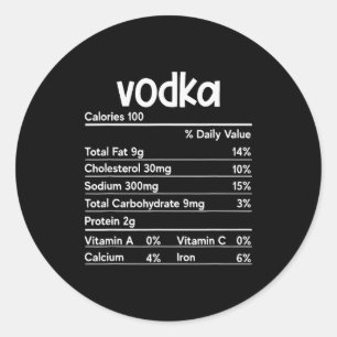 Pegatina Redonda Datos Nutricionales de Vodka Día de Acción de Grac