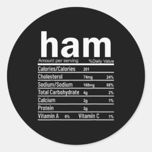 Pegatina Redonda Datos Nutricionales del Jamón Divertidos Acción de