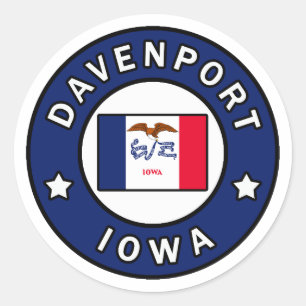 Pegatina Redonda Davenport Iowa