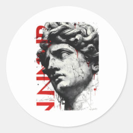 Pegatina Redonda David Bust Moderno Arte Callejero Edgy
