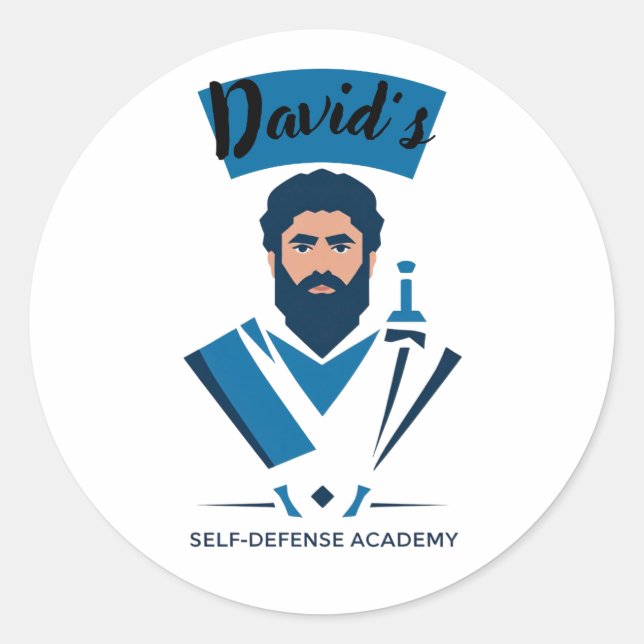 Pegatina Redonda David's Self-Defense Academy (Anverso)
