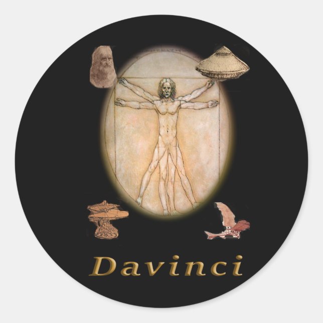 Pegatina Redonda Davinci (Anverso)