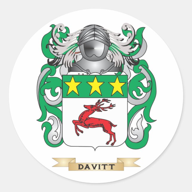 Pegatina Redonda Davitt Coat de Armas (Anverso)