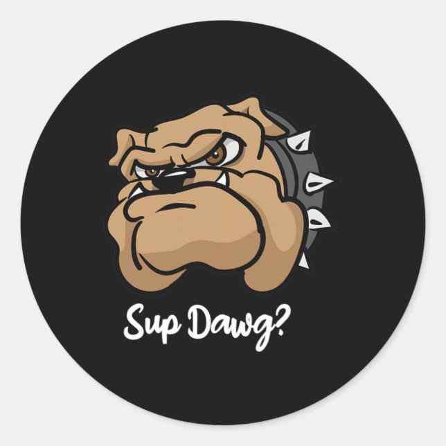 Pegatina Redonda Dawg - Personalizado Bulldog Perro Perro Perro Per (Anverso)