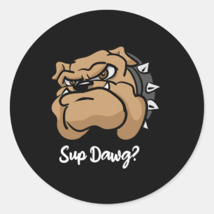 Pegatina Redonda Dawg - Personalizado Bulldog Perro Perro Perro Per