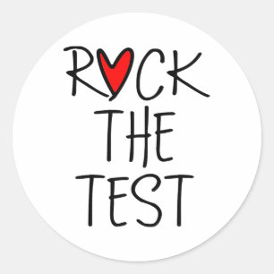 Pegatina Redonda Day Rock The Test Teacher Testing Day Diez Gracios