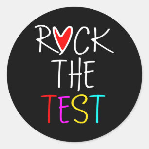 Pegatina Redonda Day Rock The Test Teacher Testing Day Diez Gracios