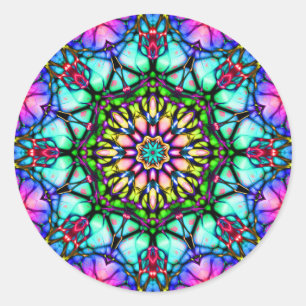 Pegatina Redonda Daydream Kaleidoscope Mandala