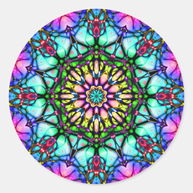 Pegatina Redonda Daydream Kaleidoscope Mandala (Anverso)