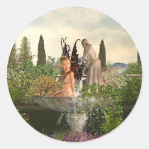 Pegatina Redonda Daytime Garden Fairy