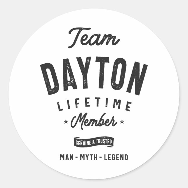 Pegatina Redonda Dayton Lifetime Miembro Nombre Personalizado Dayto (Anverso)