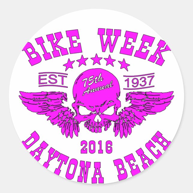 Pegatina Redonda Daytona Beach Bike Week 2016 (Anverso)