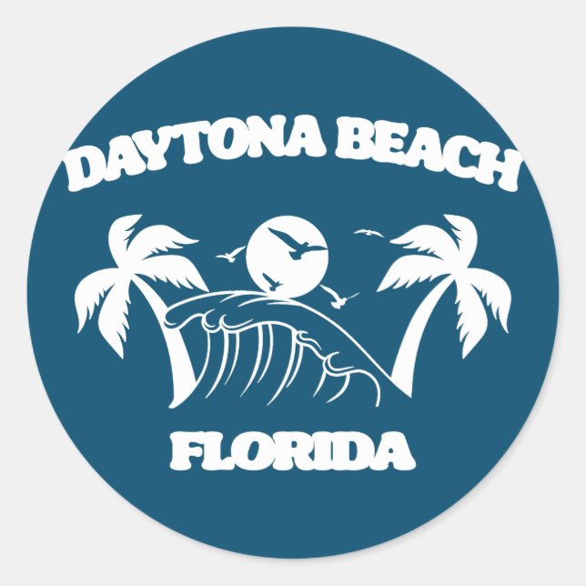 Pegatina Redonda Daytona Beach Florida (Anverso)