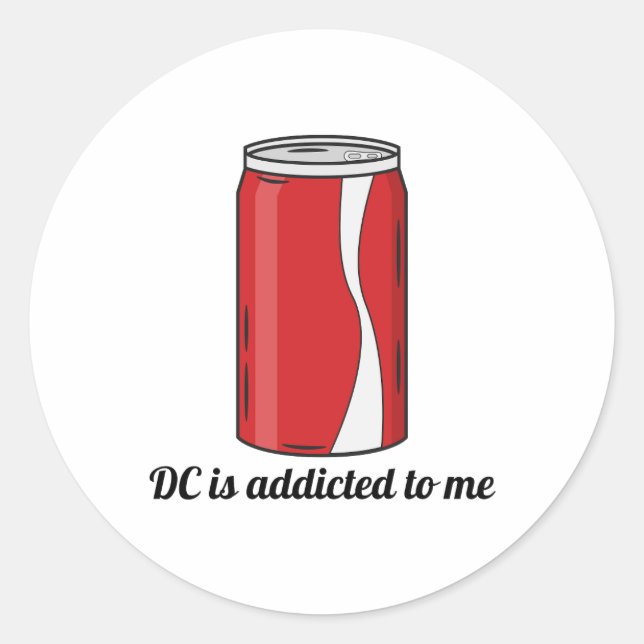 Pegatina Redonda DC Is Addicted to Me Soda Can Design | Funny Pop (Anverso)